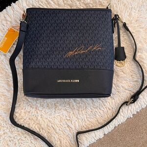 Michael Kors Dark Blue and Black Crossbody Bag